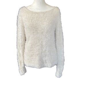 Jennifer Lopez super soft cream colored stretchy sweater gold sparkles warm